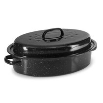 Nusse Kozmatik Enamel Gas Stove Top Vegetable Char-Roasting 14 Grill Pan  Black