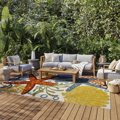 Aadvik Machine Woven Indoor / Outdoor Area Rug with Non-Slip Backing