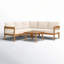 Ensemble de conversation en L en bois massif avec canapé et table