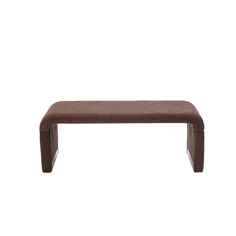 43.3'' Ottoman Bench with Boucle Fabric, Brown
