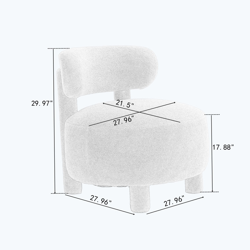 Chaise d'appoint sans accoudoirs en fourrure brune avec siège rond, Fausse fourrure brune