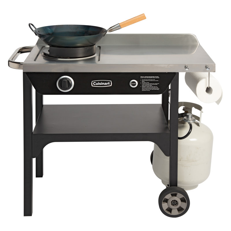 Cuisinart Black and Stainless Steel Outdoor Wok Station with Carbon Steel Wok