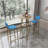  Bar table and chairs three piece set, frame, sponge made seat cushions and backrests, bar table with storage function-1297698840