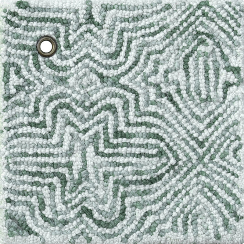 Barranco Hand Tuffted Wool Area Rug in White/Green, Runner 2'3" x 8'
