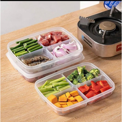Durable Storage Box Set (6 Pieces), Transparent Plastic, 5.9 x 8.1 x 1.2 inches | 400 ml Capacity Each | Dishwasher Safe, Ideal for Organizing Kitchen, Office & Craft Supplies, Space-Saving Design