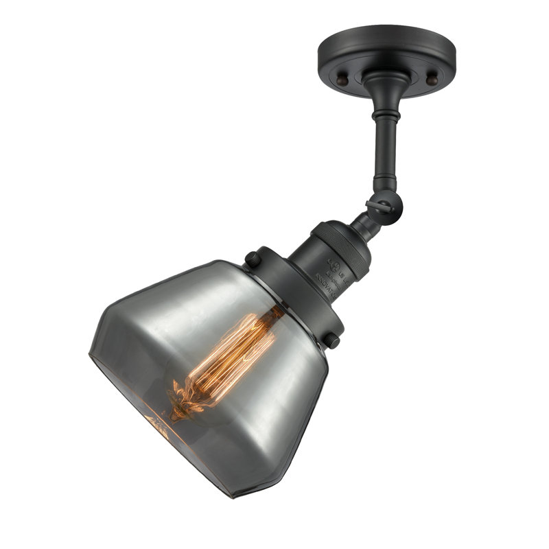 Rivka Glass Semi Flush Mount, No Bulb Included, Plated Smoked, Matte Black