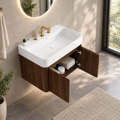 30 in Wall Mounted Bathroom Vanity With Integrated Sink