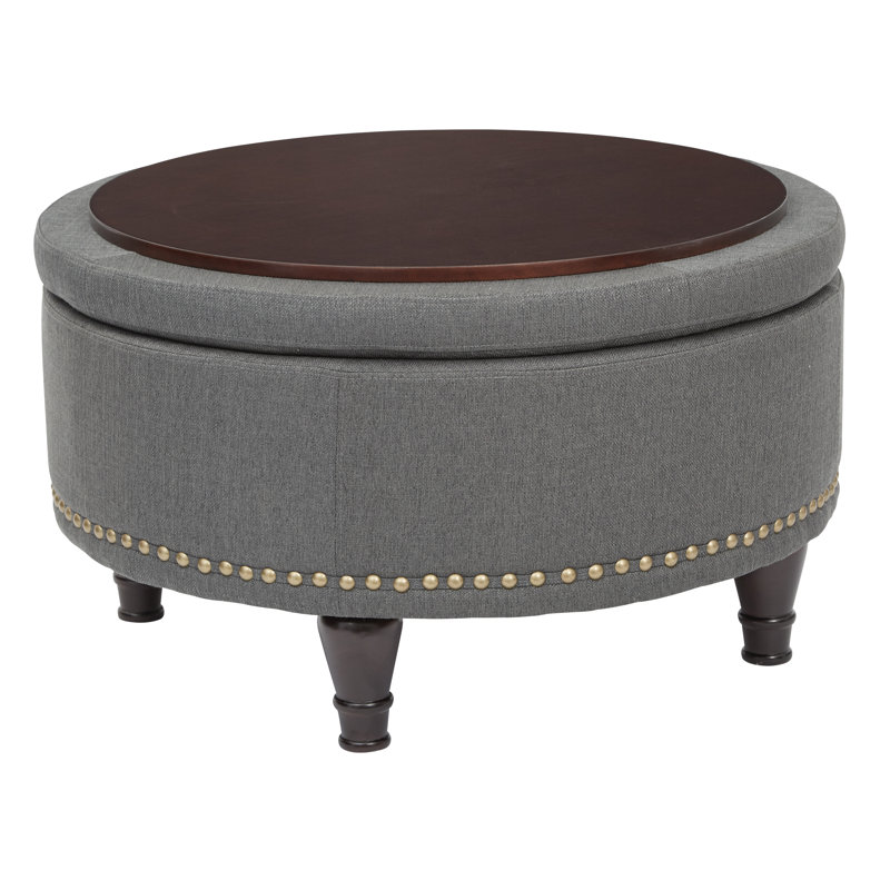 Repose-pieds rond avec rangement 32 po Emiljan, Anthracite