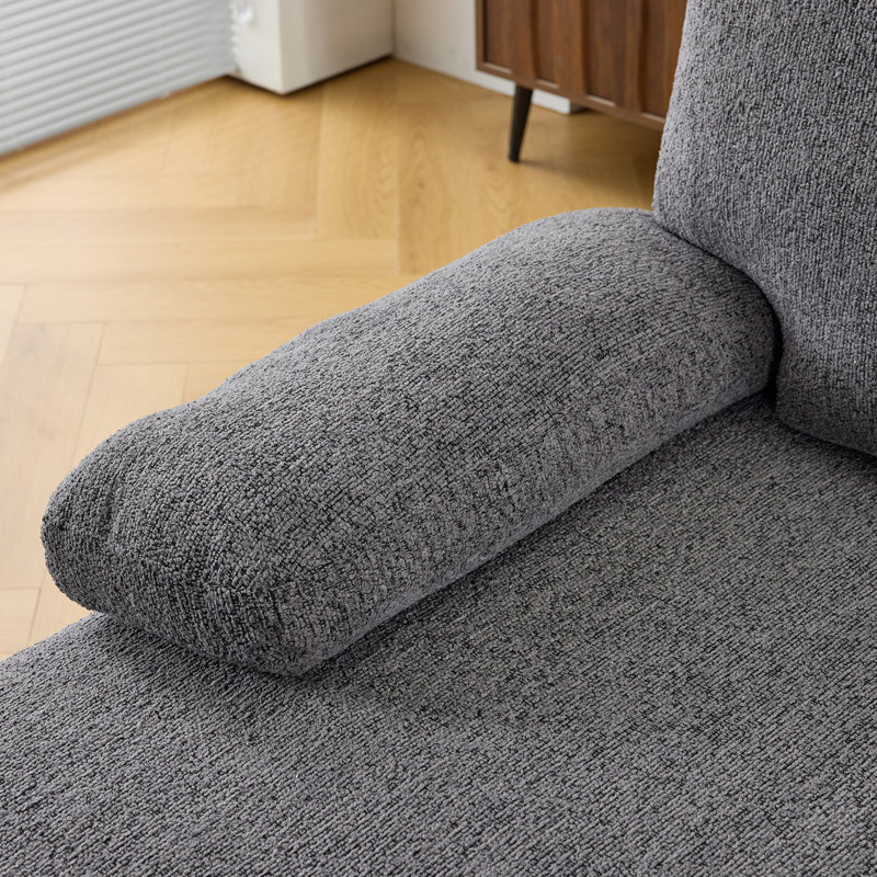 110'' W Pillow Top Arm Gray Chenille Sectionals, Gray Chenille