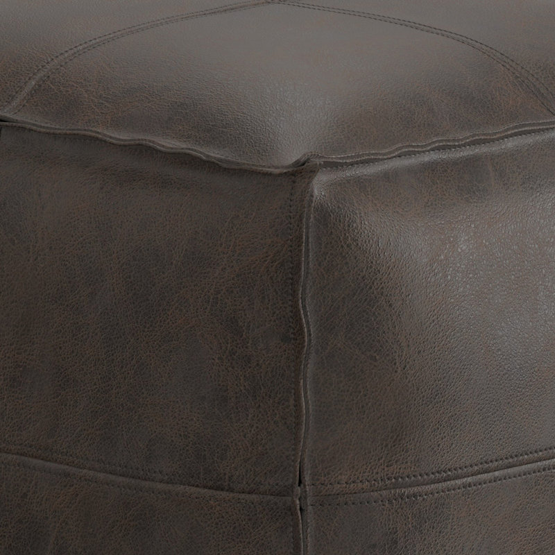 Repose-pieds carré en cuir véritable brun foncé Sheffield, Dark Brown