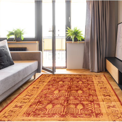 One-of-a-Kind 6'1" X 9'0" New Age Wool Area Rug in Dark Red