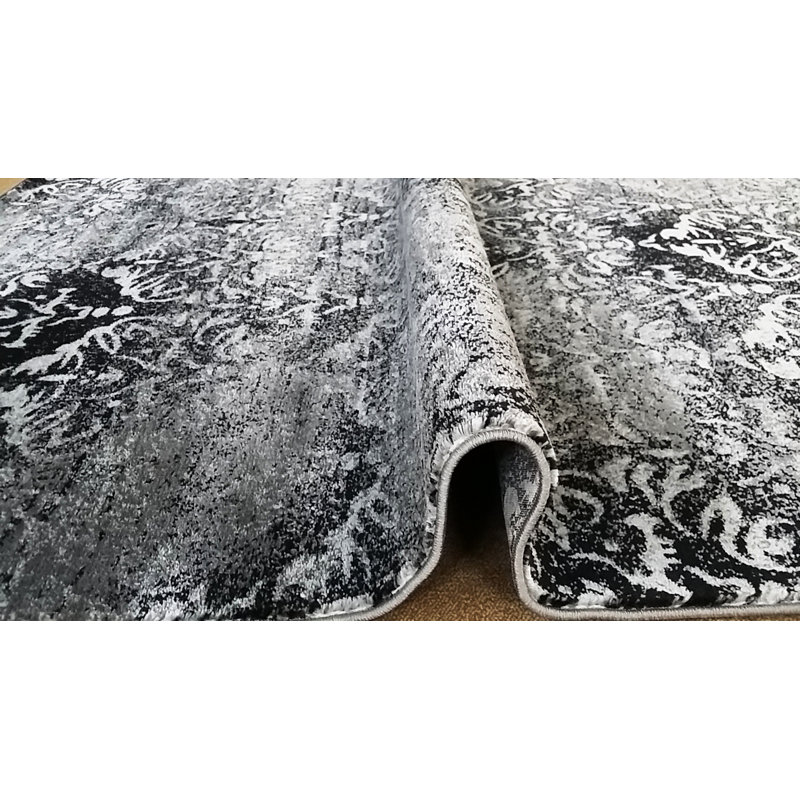 Tapis à motif géométrique noir Godley, Rectangle 10 pi x 13 pi