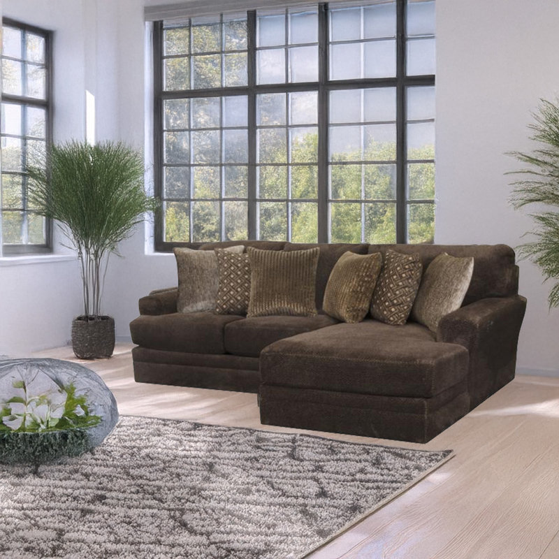Canapé modulaire de gauche de 139 po Sazur, Mélange de polyester brun