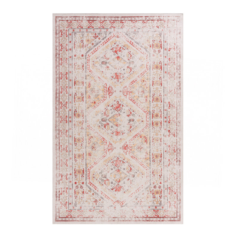 6X9 Area Rugs, Washable Rug, Low-Pile, Non-Slip, Non-Shedding, Foldable, Kid & Pet Friendly - Area Rugs For Living Room, Bedroom, Kitchen (Beige, 6' X 9')