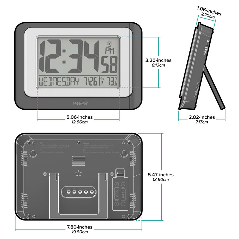 Horloge numérique numérique avec température intérieure, Noir / blanc