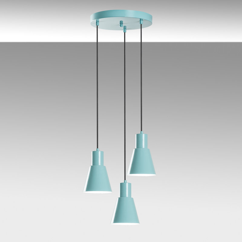 Elegant Turquoise Metal Chandelier, Adjustable Height 29.5 - 44.9 Inches | 3 x E27 Socket, Max 40W | Base Plate Ø11.8 x 1.2 Inches | Perfect for Modern Dining Room & Living Spaces, Stylish & Durable Design