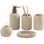 Ensemble d'accessoires de salle de bain, organisateur de salle de bain à rayures 5 pièces avec distributeur de savon, porte-brosse à dents, porte-savon, porte-bougie pour lavabo de comptoir