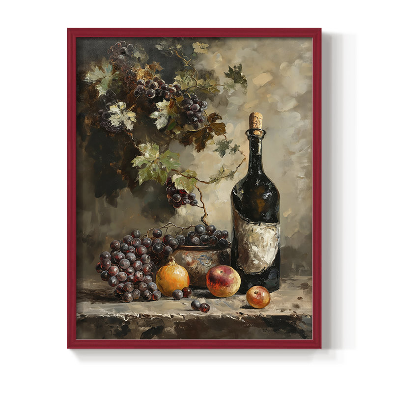 Reproduction encadrée FLORAL Series DCCxxvii - bois massif, Rouge, H 30 po x l 24 po