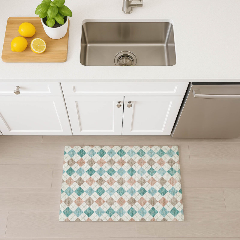 Machine Washable Indoor/Outdoor Kaczor ACN2238 Geometric Rug, Rectangle 1'8" x 2'6"