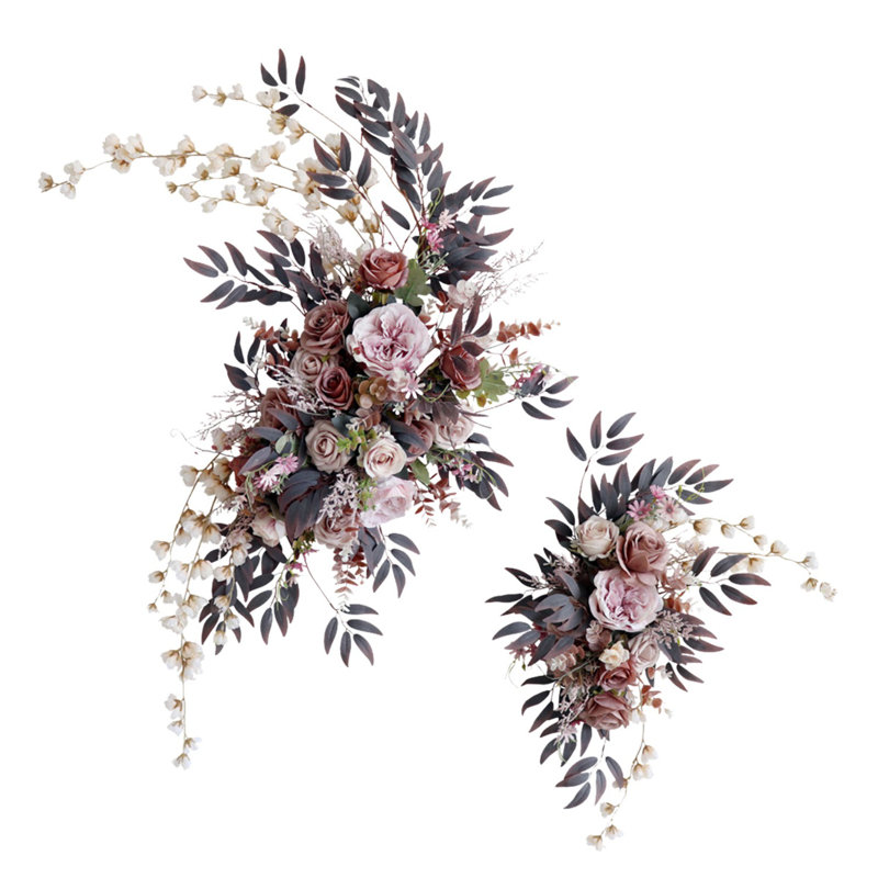 2 Pack Wedding Arch Flowers, Artificial Floral Swag Arch Flower Decorations For DIY Wedding Reception Ceremony Backdrop Arrangements Home Wedding Party Decoration