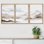 Mountain " Birds Over Pastel Mist Mountain Range Wilderness Illustration Modern Art Decor Nordic Chic " 3 - Pieces