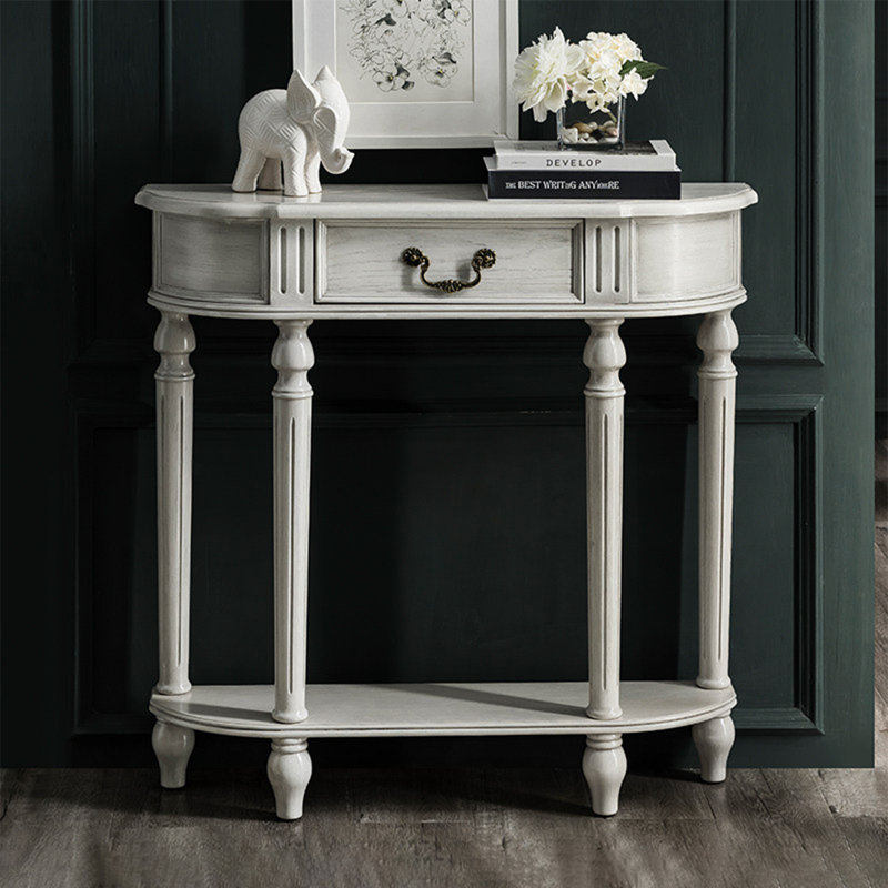 Table d'appoint traditionnelle de luxe avec plateau ovale, 35,43 po x 39,37 po x 9,25 po, Gris