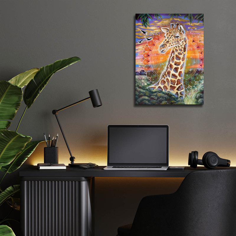 Art mural en verre acrylique épique «Giraffe» par Verena Wild, 12 po x 16 po