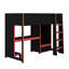 Lit mezzanine simple en bois avec bureau intégré, garde-robe, DEL et tiroir-574033364