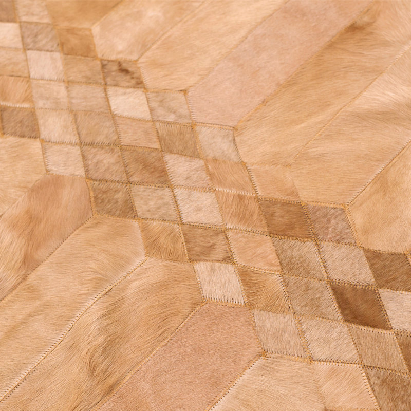 Cowhide Geometric Area Rug in Cognac, Rectangle 5'7" x 7'10"