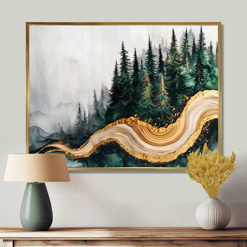 Forêt forêt de cristal émeraude I - forêt, art mural, H 12 po x l 20 po, Cadre flottant, Naturel