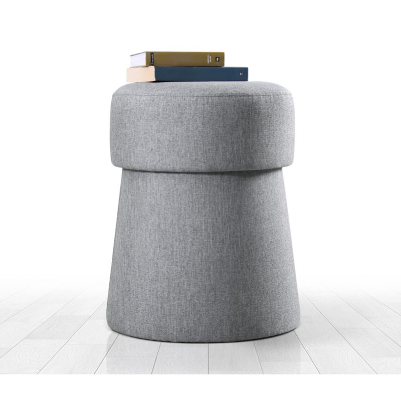 Upholstered Ottoman, Light Gray Linen Blend