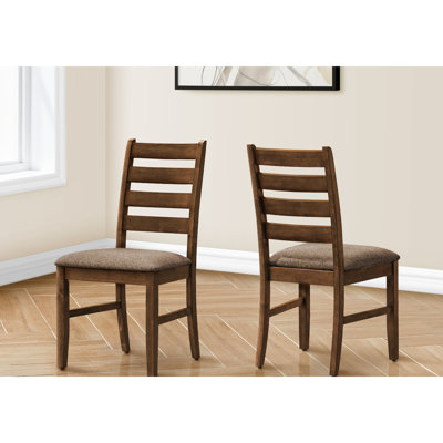 Chaises de salle à manger transitionnelles de 2 à 38 po de hauteur, fini cerisier antique, siège rembourré brun, pour la chambre et la cuisine, base en bois massif, coussin en mousse de 2 haut, bois, tissu, fabrication, assise