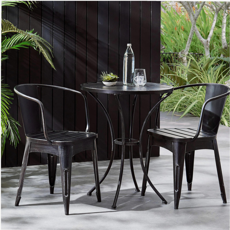 colmar 3 pc kd metal bistro set, Black