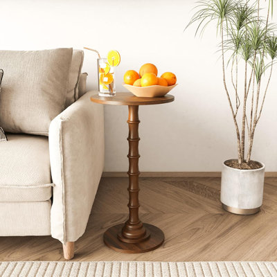 Modern Round Side Table With Solid Wood Legs, Space-Saving End Table For Living Room, Bedroom And Office, Compact Drink Table For Small Spaces