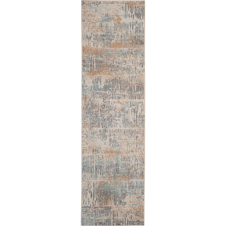 Abstract Area Rug in Beige/Blue