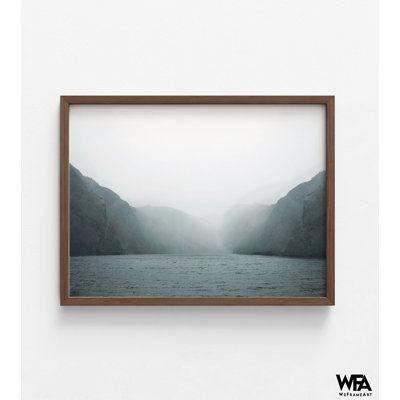 «Morning Haze» par Denise, art mural de chalet Nature Lake, décor de maison d'été avec des montagnes, affiche de paysage rustique, art de maison de paysage