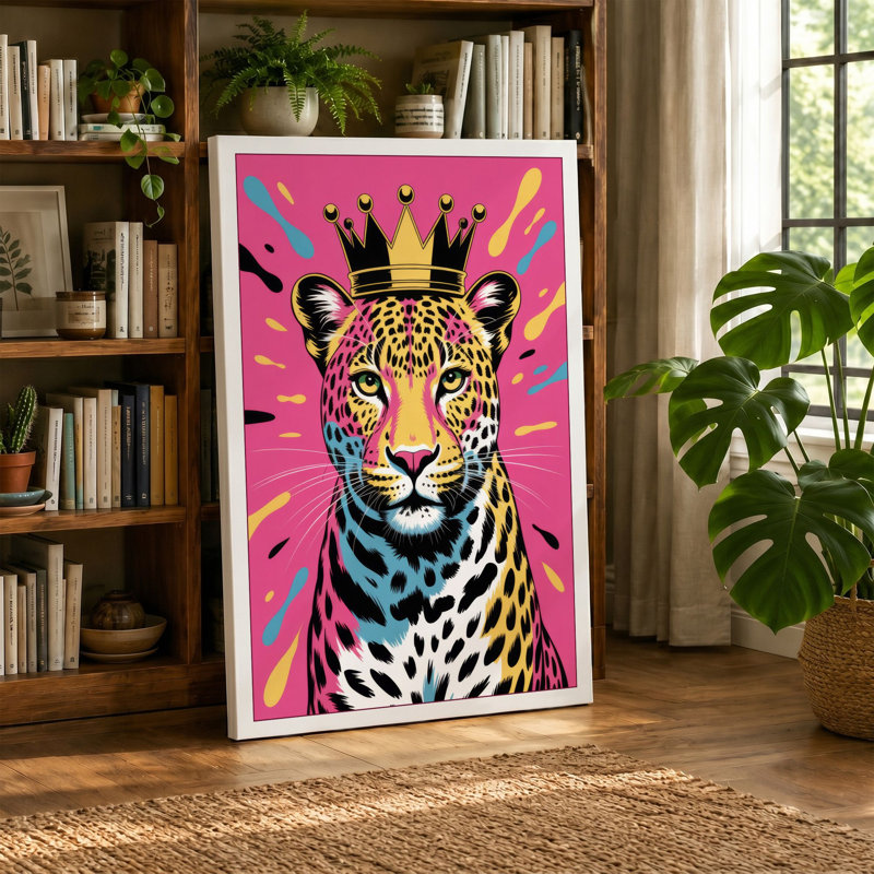 Royal Leopard Modern - Print, 24x16 - 61.0 x 40.6 cm, Teal Border