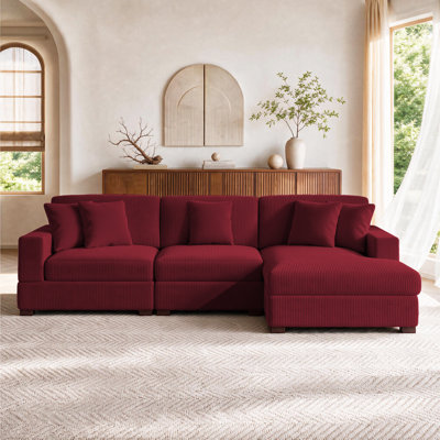 3 - Piece Upholstered Corduroy Modular Sectional Sofa