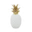 Sculpture de table ananas en porcelaine blanche et dorée