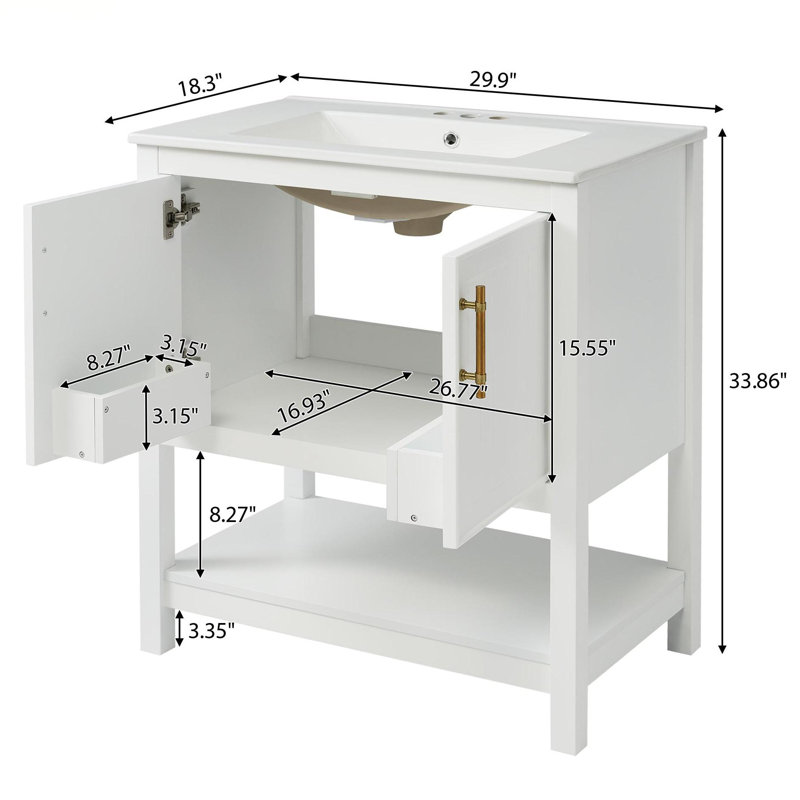 29.9'' Single Bathroom Vanity with Top, White