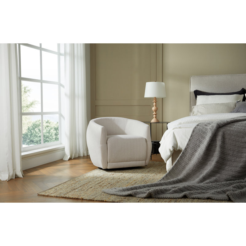Chaise d'appoint, chaise pivotante à 360 degrés, Tissu blanc cassé