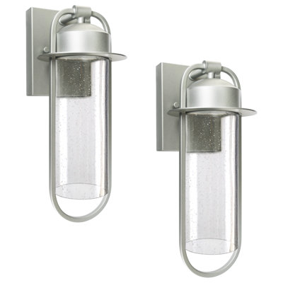 Modern LED Bubble Wall Light, 8W  LED Bubble glass wall sconce,  Dimmable Exterior Flush Mount Sconce, Silver Crystal Wall Sconce for Front Porch, Patio, ETL Listed, 2pack