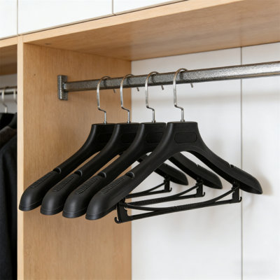Men's Suit Hanger-30Pack, Widened Anti Slip Hanger, Thickened Plastic Material, With Pants Stem And Metal Hook