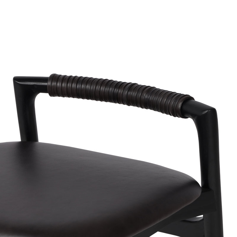 Baden Stool, Sonoma Black/Genuine Leather, Brushed Ebony, Counter Stool (26" Seat Height)