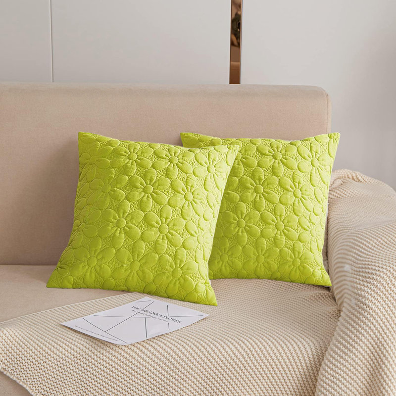 Housses de coussin floral matelassées (ensemble de 2), Limette, 26 po x 26 po
