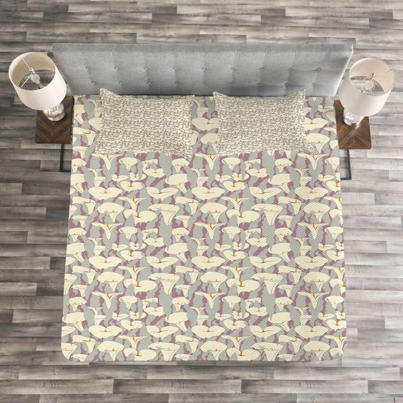Adriatik Purple/Grey/Beige Microfibre Bedspread Set, 220 x 264 cm