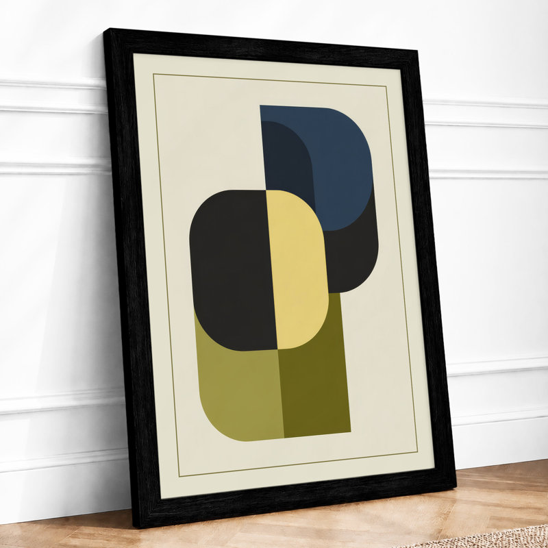 Geometric Intervals Mid-Century - Framed Print, Black, A3 - 42.0 x 29.7 cm