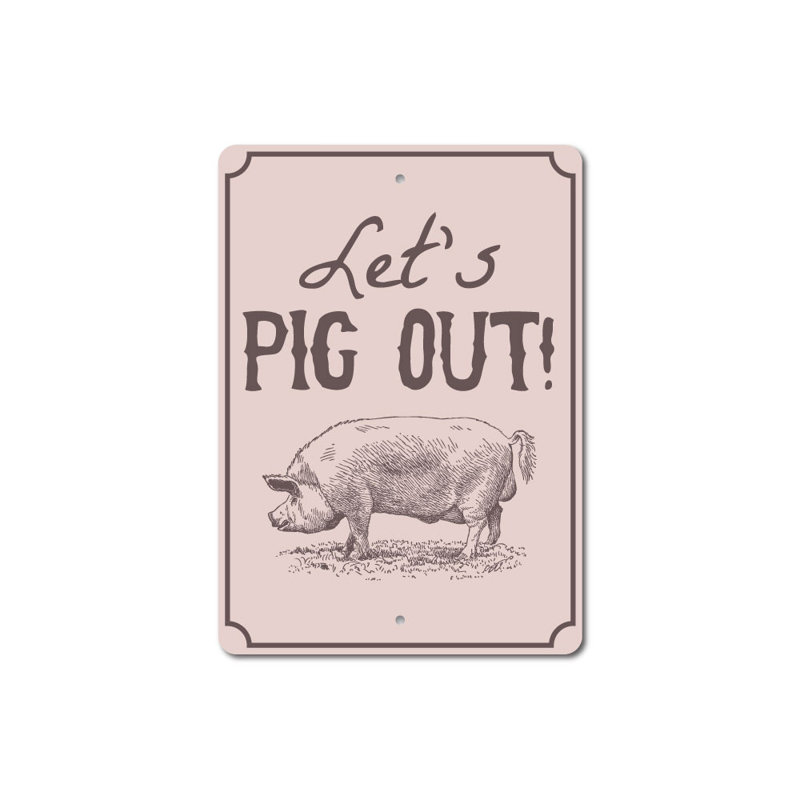 Signe de cochon, H 18 po x l 12 po x P 0,06 po