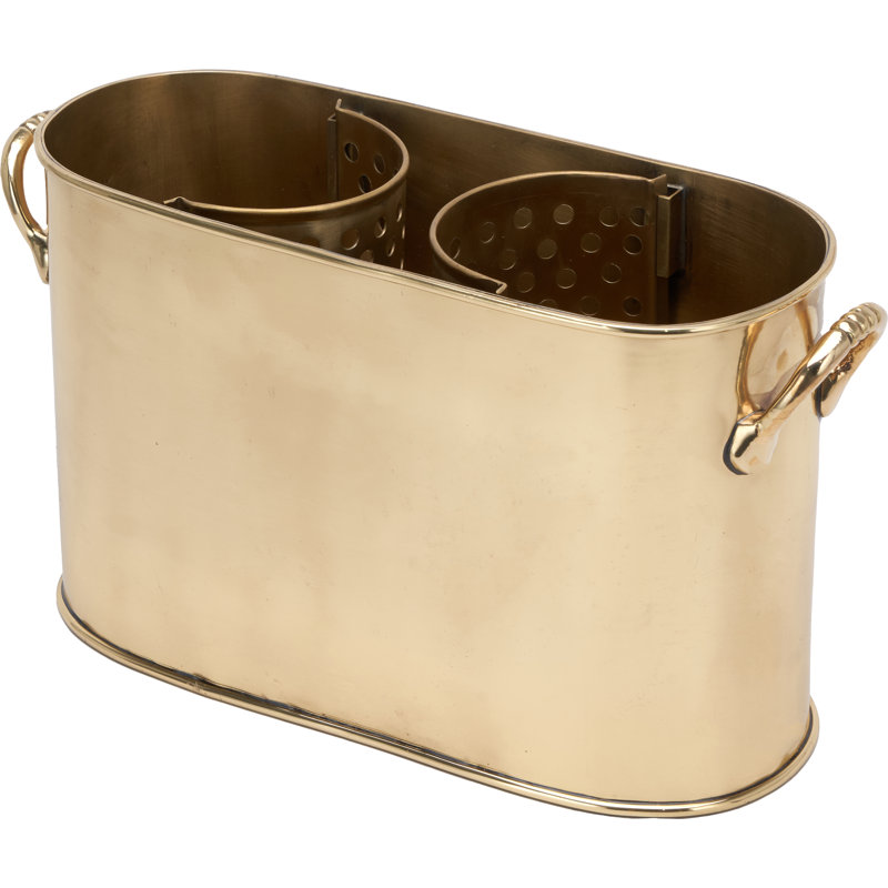 Metal 2 Bottle Wine Holder Carrier, Gold