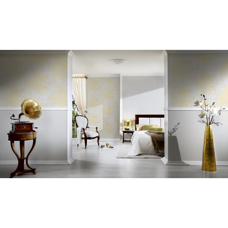 10.05m x 53cm Wallpaper, Metallic/White
